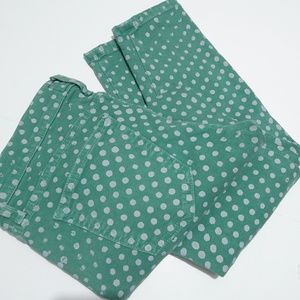 Current Elliott green dot crop jeans vintag